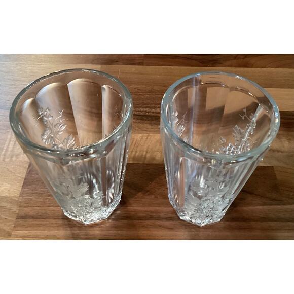 L.G. Wright Glass Panel Grape Clear Pattern 5” Flat Tumblers Set Of 2 - Picture 3 of 10